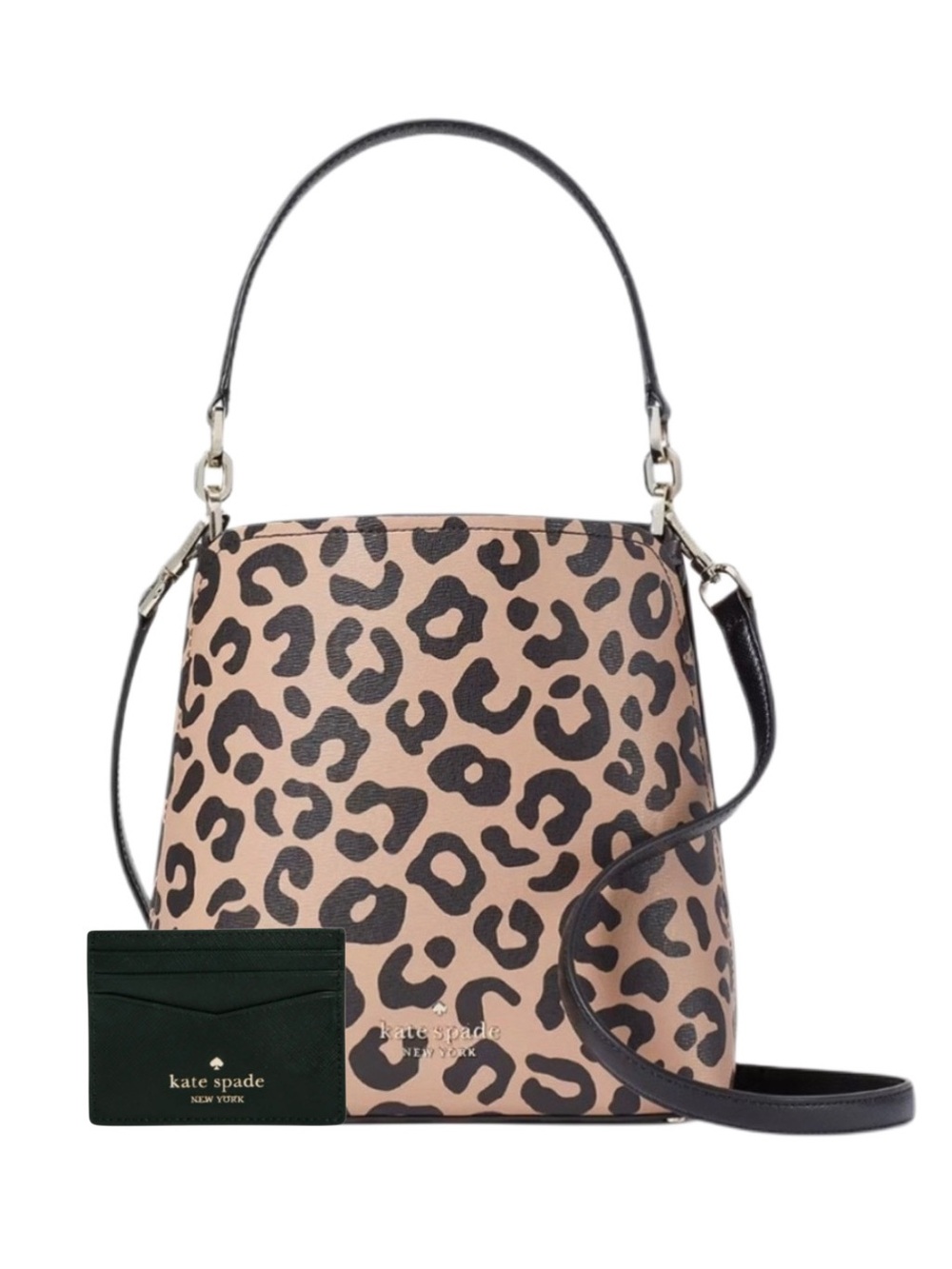 Kate Spade New York Darcy Graphic Leopard Small Bucket Bag Bundle